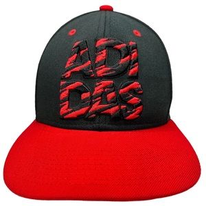 Adidas The Three Stripes‎ Brand Red & Black Zebra Spell Out Cap Strapback Hat